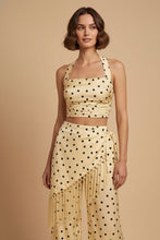 Load image into Gallery viewer, Polka Dot Halter top and fringe pants set
