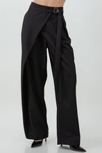 Load image into Gallery viewer, Pleated Wrap Over Adjustable Belt Trousers - Black
