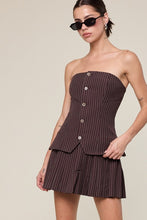 Load image into Gallery viewer, Pinstripe Tailored Truffle Mini Dress
