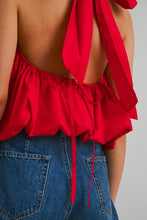 Load image into Gallery viewer, Poppy Red Halter Bubble Top
