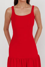 Load image into Gallery viewer, Red Backless Drop Hem Maxi Dress
