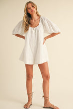 Load image into Gallery viewer, White Eyelet OS Sleeves Playsuit
