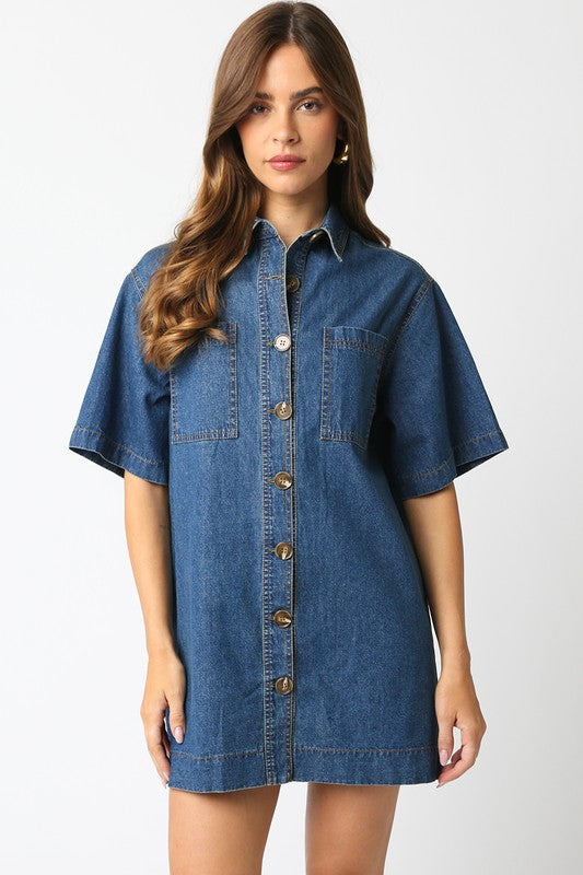 Alexa Denim Short Dress S Alexa Denim Short Dress S
