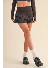 Load image into Gallery viewer, Chocolate Pleated Tennis Skort
