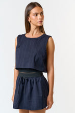 Load image into Gallery viewer, Navy Pinstripe Top + Skirt Set
