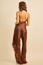 Load image into Gallery viewer, Chocolate Brown Satin Lace Pant Set
