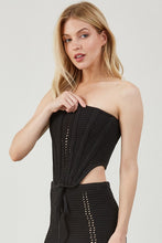 Load image into Gallery viewer, Crochet Corset Strapless Top- Black
