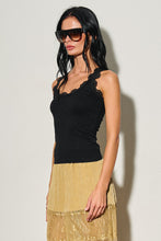Load image into Gallery viewer, Lace Trim Knit Tank Top- White
