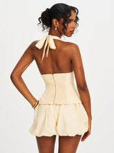 Load image into Gallery viewer, Quinzelle Butter Yellow Linen Bubble Shorts
