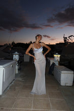 Load image into Gallery viewer, Silver Backless Maxi Dress
