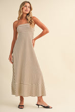 Load image into Gallery viewer, Cream|Brown Striped Knit Maxi Dress
