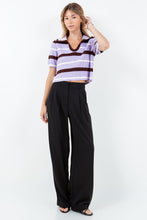 Load image into Gallery viewer, Cropped Stripe Scallop Collar Sweater
