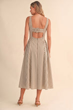 Load image into Gallery viewer, Jumbo Back Buckle Cream Striped Midi Dress
