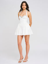 Load image into Gallery viewer, Nina White Embroidered Halter Mini Dress
