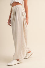 Load image into Gallery viewer, Stripe Linen Wide Leg Pants- Beige
