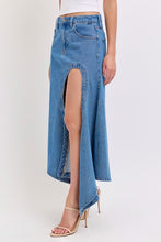 Load image into Gallery viewer, Asymmetrical Denim Maxi Skirt
