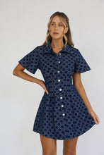 Load image into Gallery viewer, Denim Floral Button Up Mini Dress

