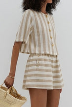 Load image into Gallery viewer, Stripe Linen Natural Top + Short Set
