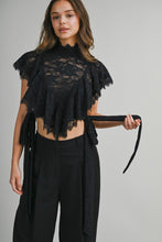 Load image into Gallery viewer, Black Lace Ruffled Top
