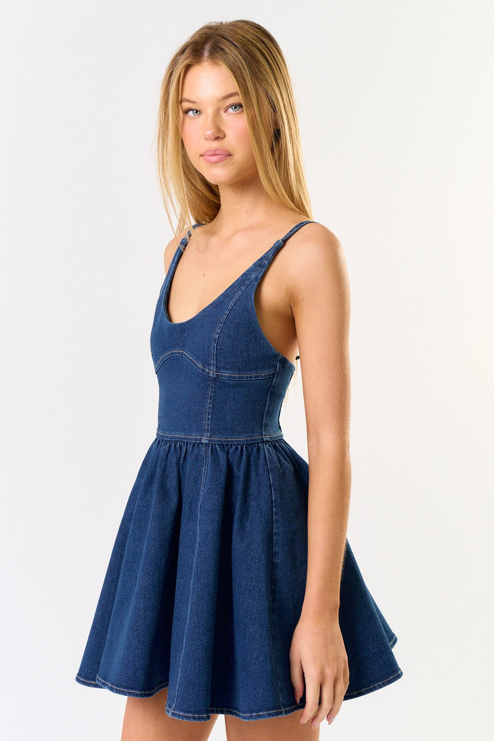 Flare Denim Mini Dress