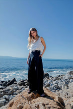 Load image into Gallery viewer, Pleated Wrap Over Adjustable Belt Trousers - Black
