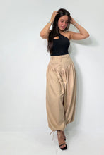 Load image into Gallery viewer, Balloon Adjustable Ankle Tie Pants- Beige
