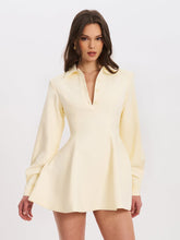 Load image into Gallery viewer, Obelia Off White Long Sleeve Polo Mini Dress
