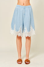 Load image into Gallery viewer, Denim Lace Bermuda Shorts
