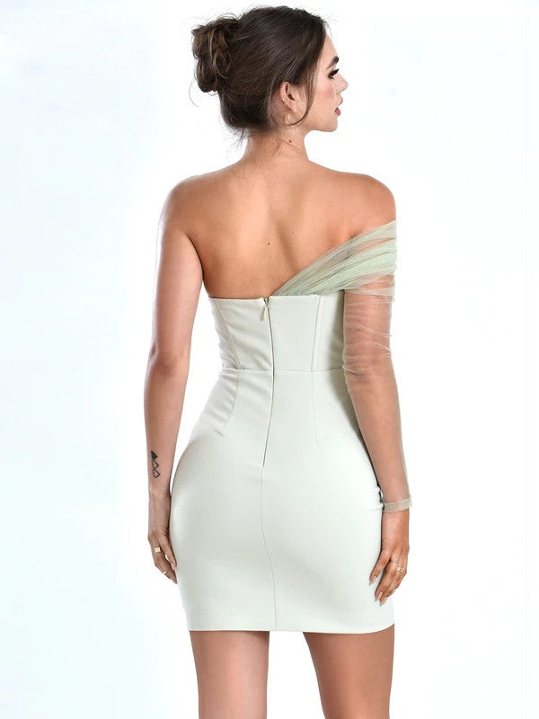 Mint Stretch Mesh Sleeve Corset Dress – V I T T A