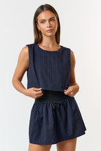 Load image into Gallery viewer, Navy Pinstripe Top + Skirt Set
