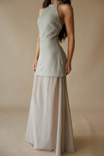 Load image into Gallery viewer, Champagne Gold Metallic Halter Maxi Dress
