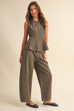 Load image into Gallery viewer, Mocha Striped Barrel Pant Set
