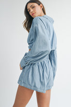 Load image into Gallery viewer, Denim LS Top + Short Set
