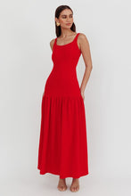 Load image into Gallery viewer, Red Backless Drop Hem Maxi Dress

