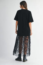 Load image into Gallery viewer, Oversized T Shirt Sheer Lace Maxi Dress
