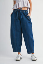 Load image into Gallery viewer, Indigo Denim Drawstring Barrel Jean
