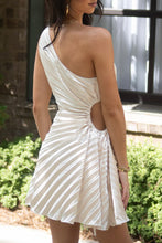 Load image into Gallery viewer, Pearl Pleated One Shoulder Dress
