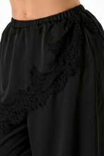 Load image into Gallery viewer, Black Lace Detail Draped Harem Pants
