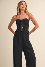 Load image into Gallery viewer, Maelle Black Linen Lace-Up Set
