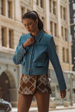 Load image into Gallery viewer, Paisley Embroidered Suede Asymmetrical Wrap Front Skort
