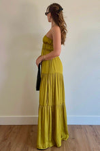 Load image into Gallery viewer, Tuscany Golden Satin Maxi Dress
