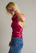 Load image into Gallery viewer, Magenta Cowl Neck Halter Top
