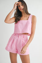 Load image into Gallery viewer, Stripe Pink Top + Short Set
