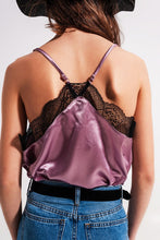 Load image into Gallery viewer, Satin Lace Cami in Lilac
