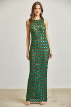 Load image into Gallery viewer, Green Round Sequin Knitted Maxi Dress
