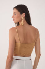 Load image into Gallery viewer, Beige V Neck Detail Cut-Out Crop Top
