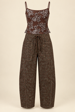 Load image into Gallery viewer, Red Brown Leopard Drawstring Crop Pant
