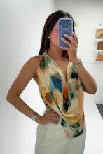 Load image into Gallery viewer, Terracota Satin Tie-Dye Halter Top
