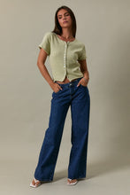 Load image into Gallery viewer, Cap Sleeve Button Down Sweater Top- Sage
