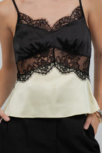 Load image into Gallery viewer, Yellow|Black Satin Lace Top
